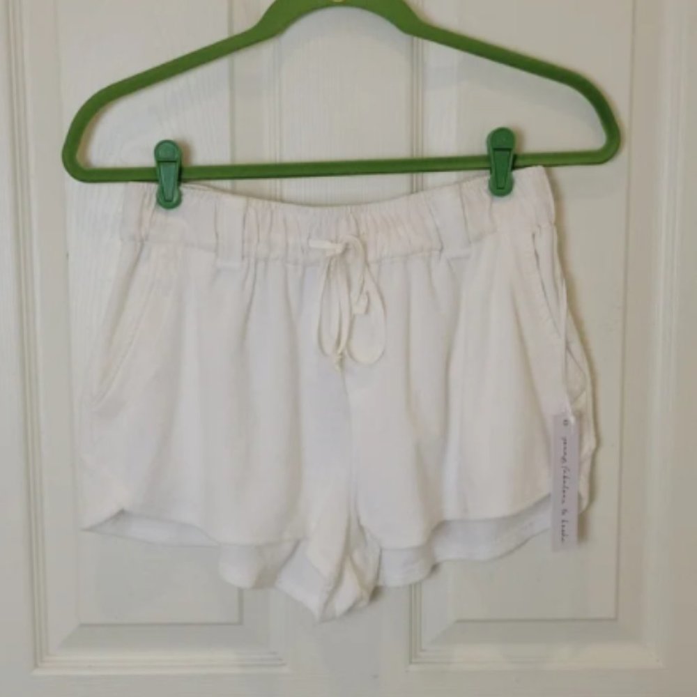 Young, Fabulous, & Broke Terry Cloth White Drawstring Track Shorts Size L NWT